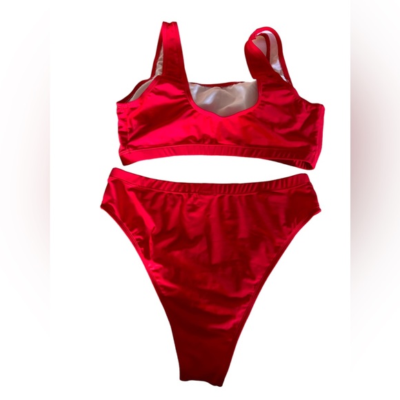 Red athletic sporty high cut sides bikini set size XL NWOT - Picture 4 of 4